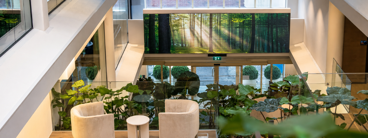 Immagine atrio con ledwall fuori standard